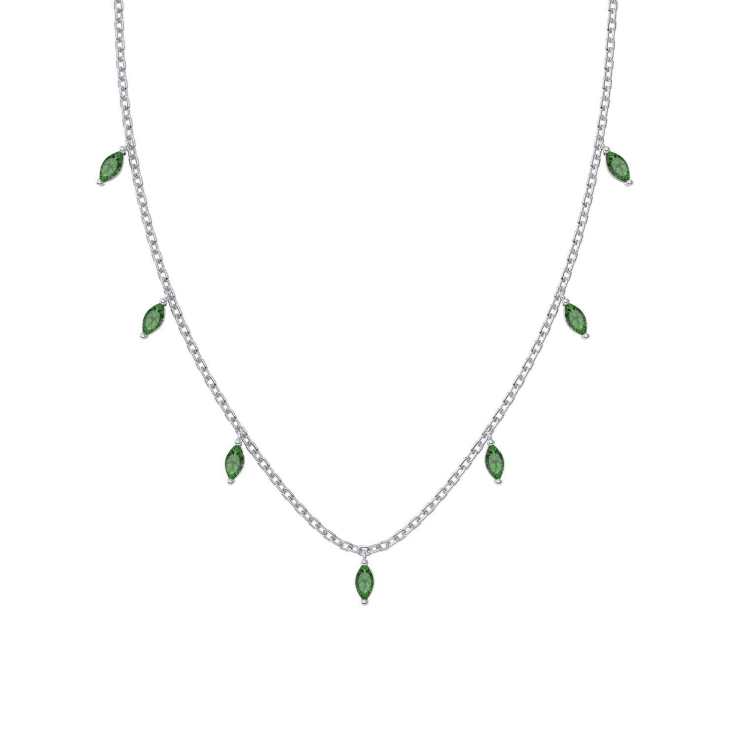 Silver Green Zircon Necklace