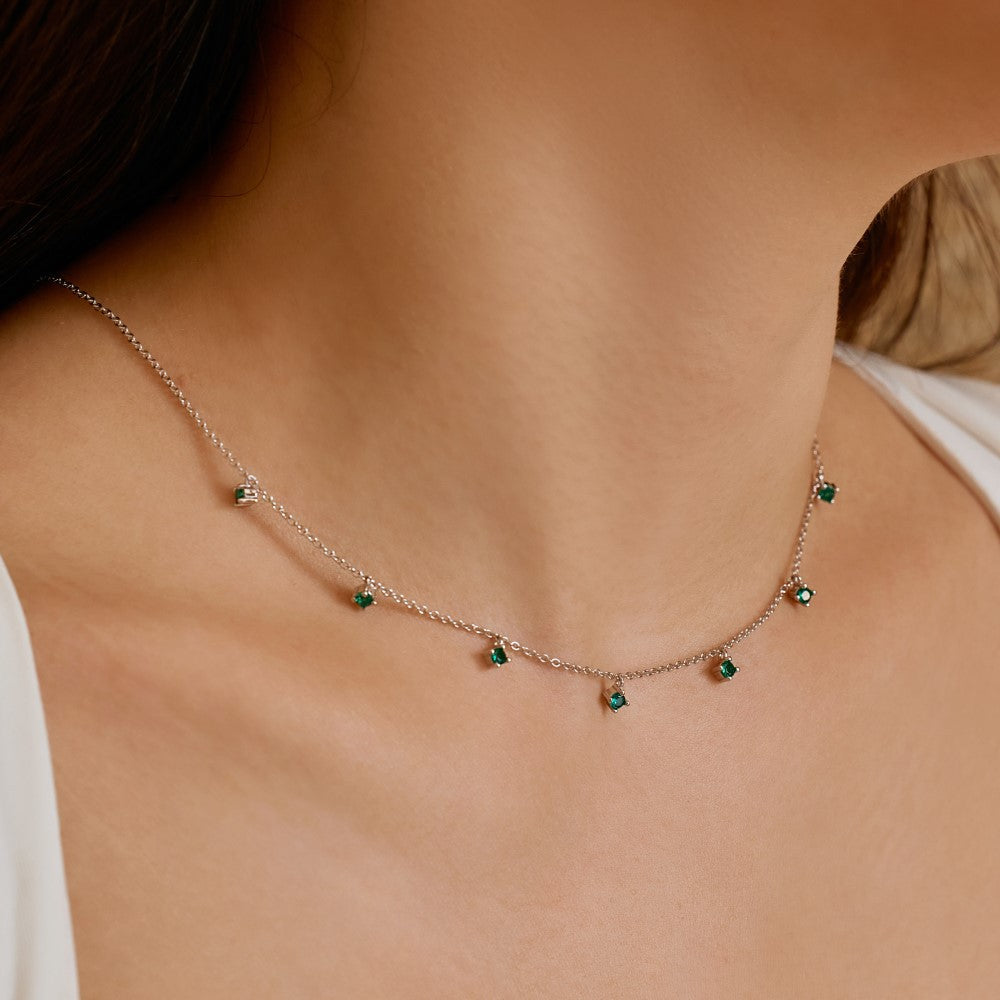 Silver Green Zircon Necklace