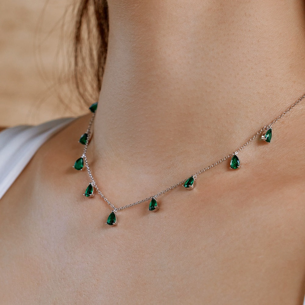 Silver Green Zircon Necklace