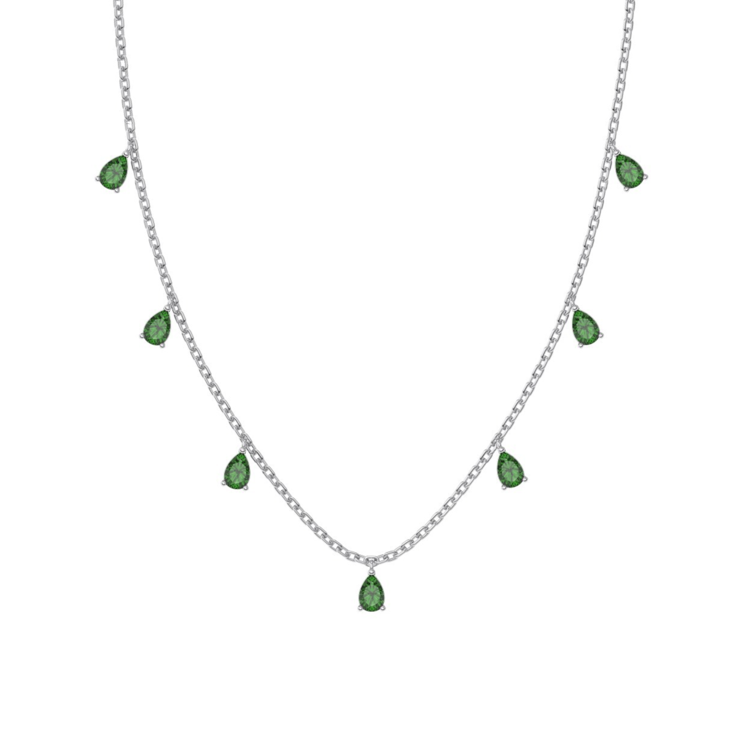 Silver Green Zircon Necklace