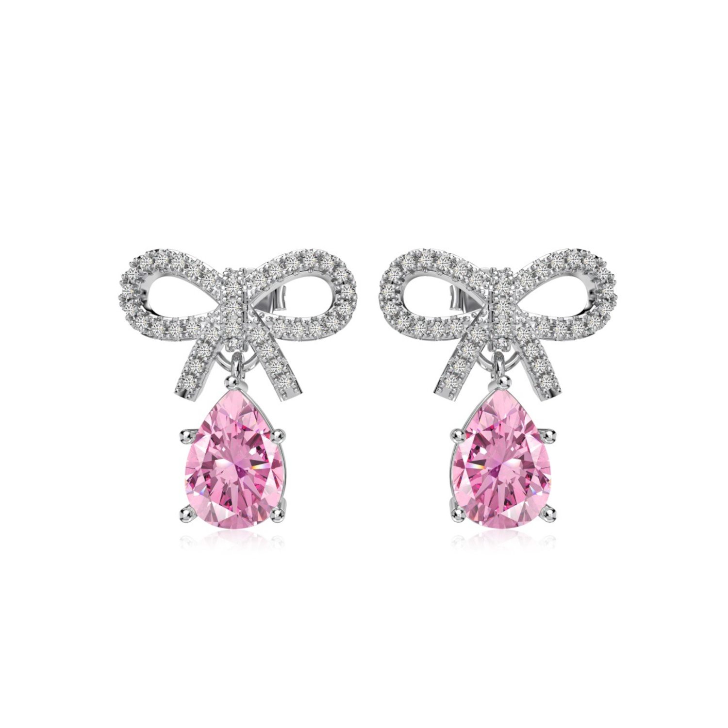 Silver Pink Zircon Earrings