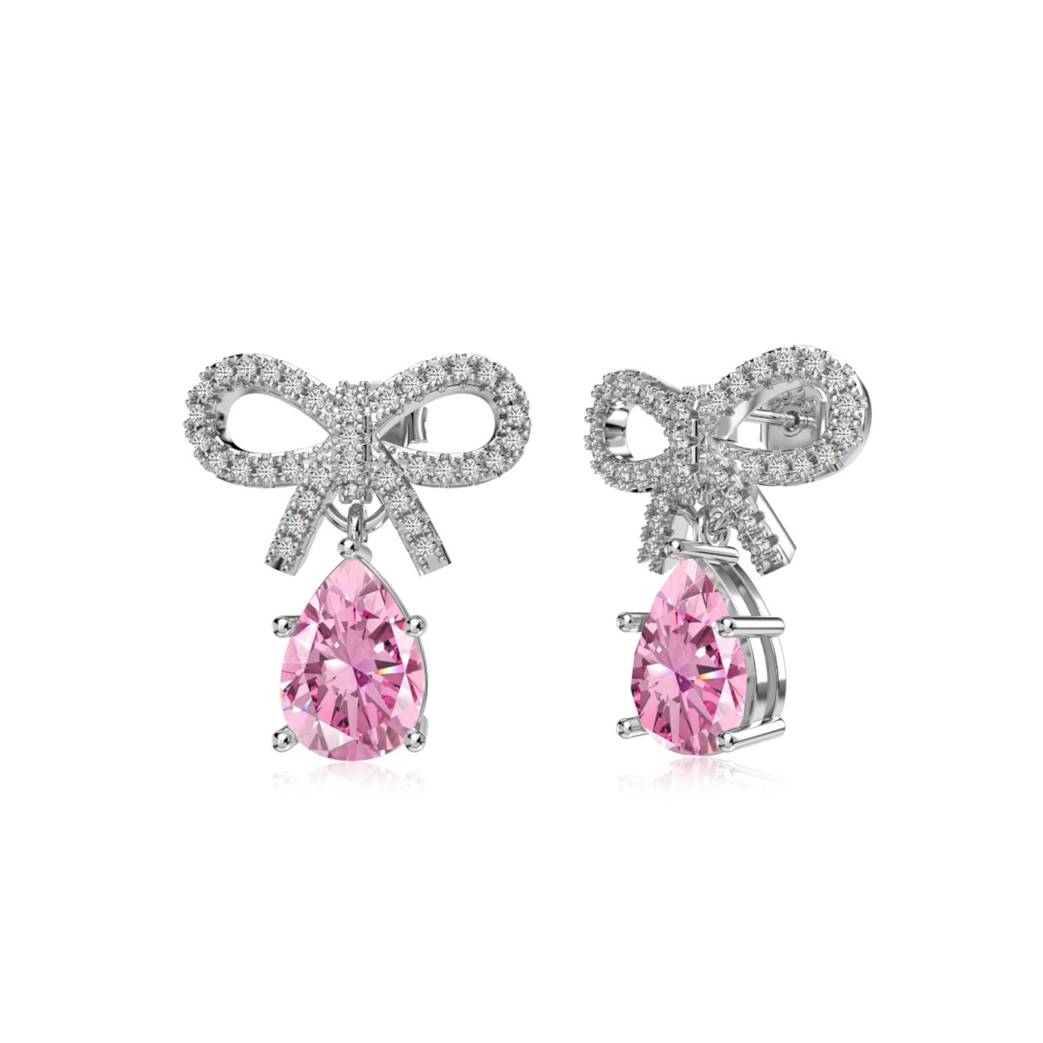 Silver Pink Zircon Earrings