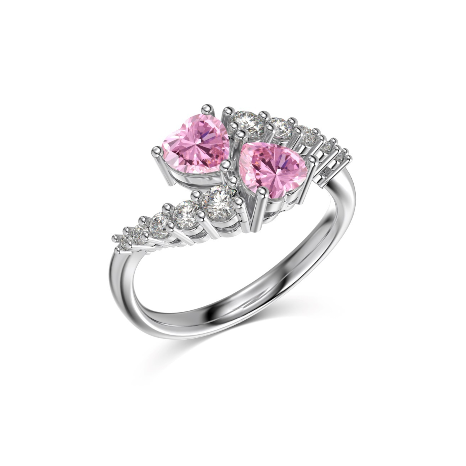 Silver Pink Zircon Ring