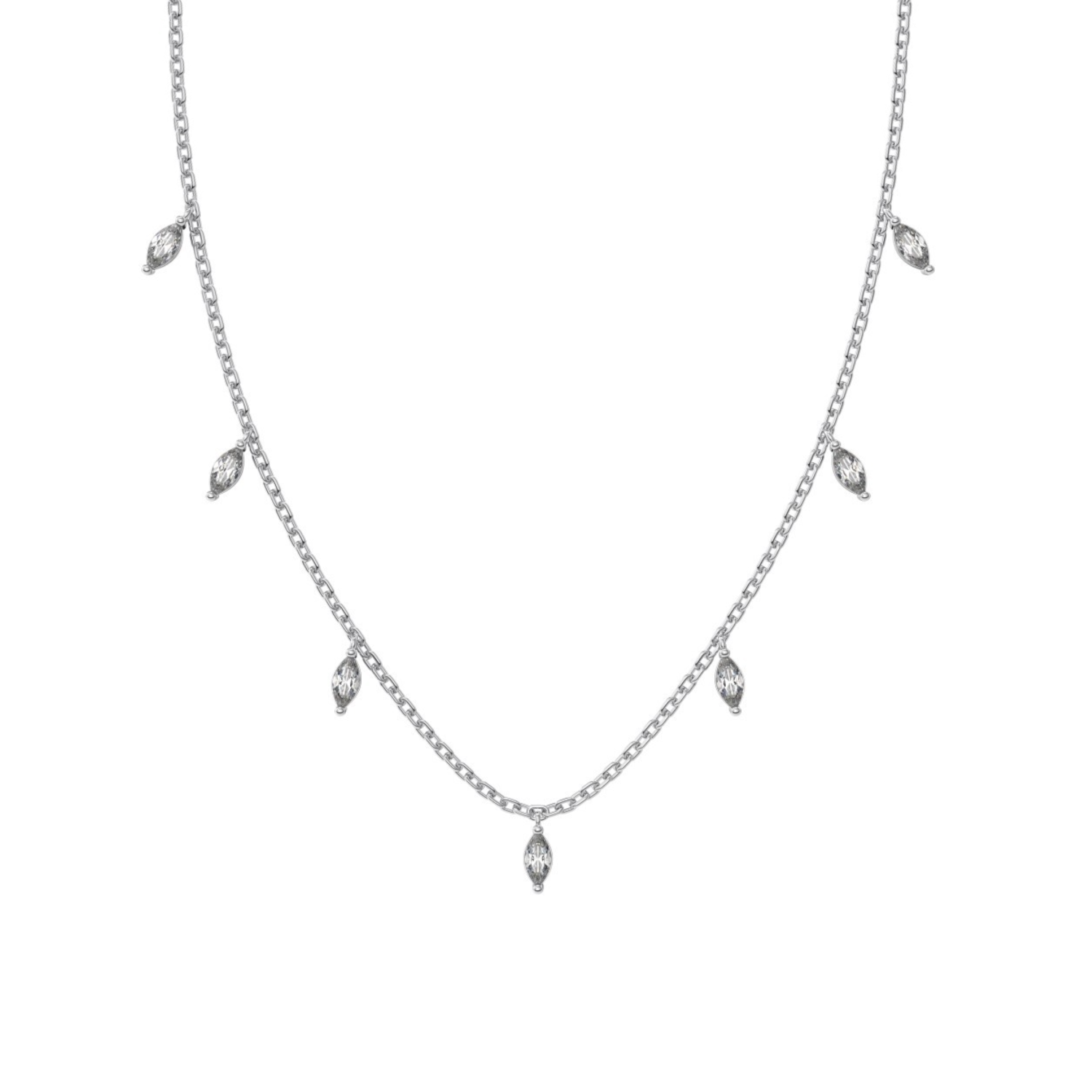 Silver White Zircon Necklace