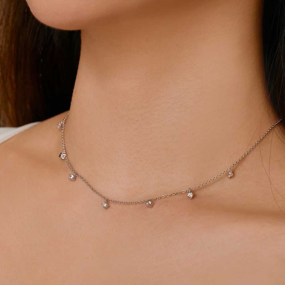 Silver White Zircon Necklace