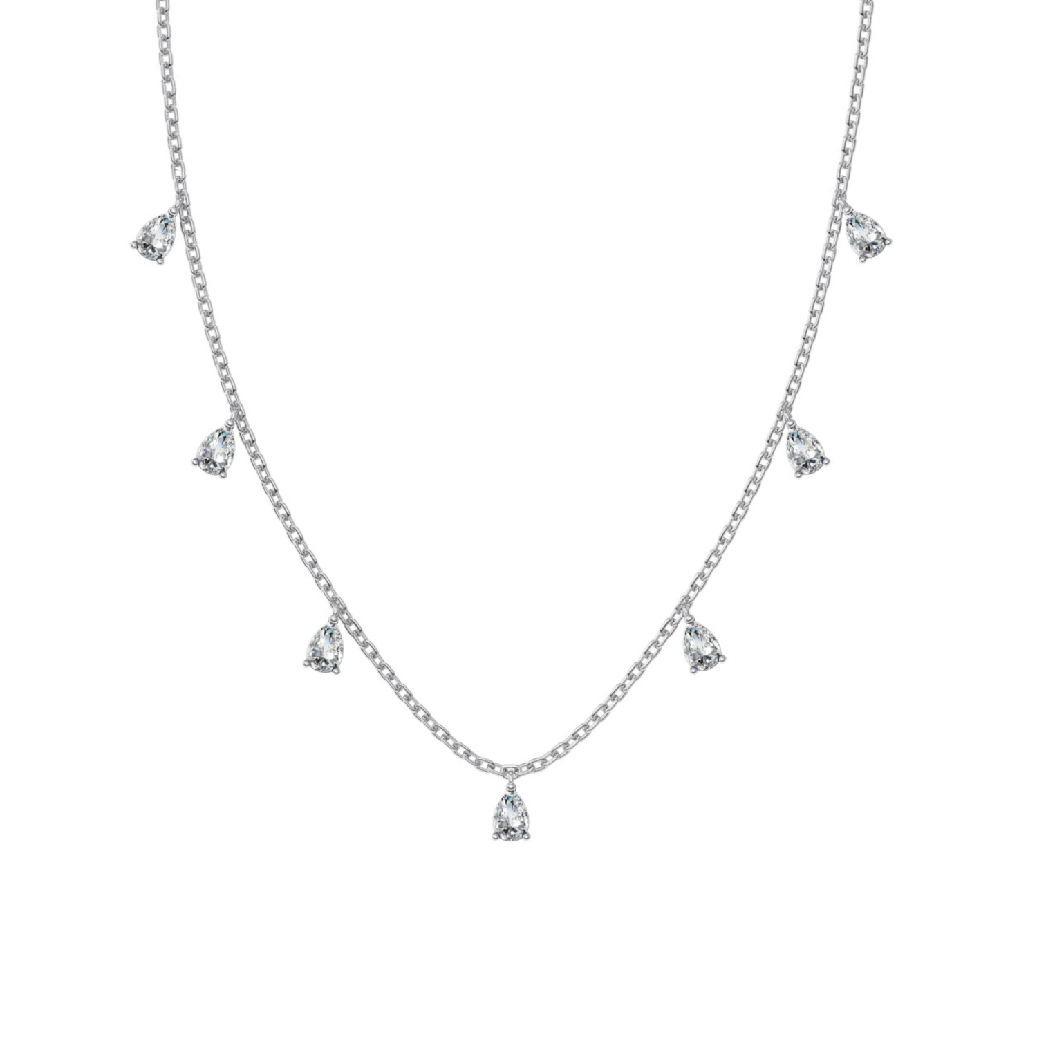 Silver White Zircon Necklace