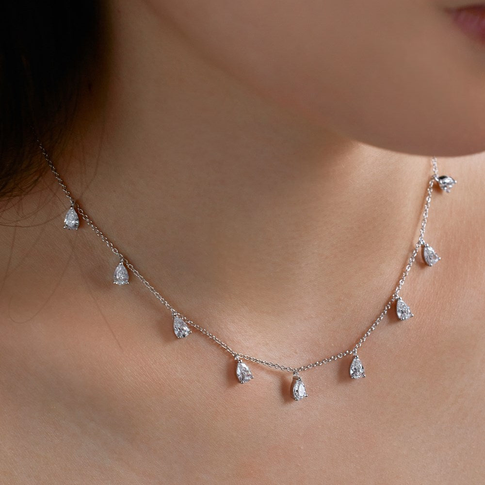 Silver White Zircon Necklace