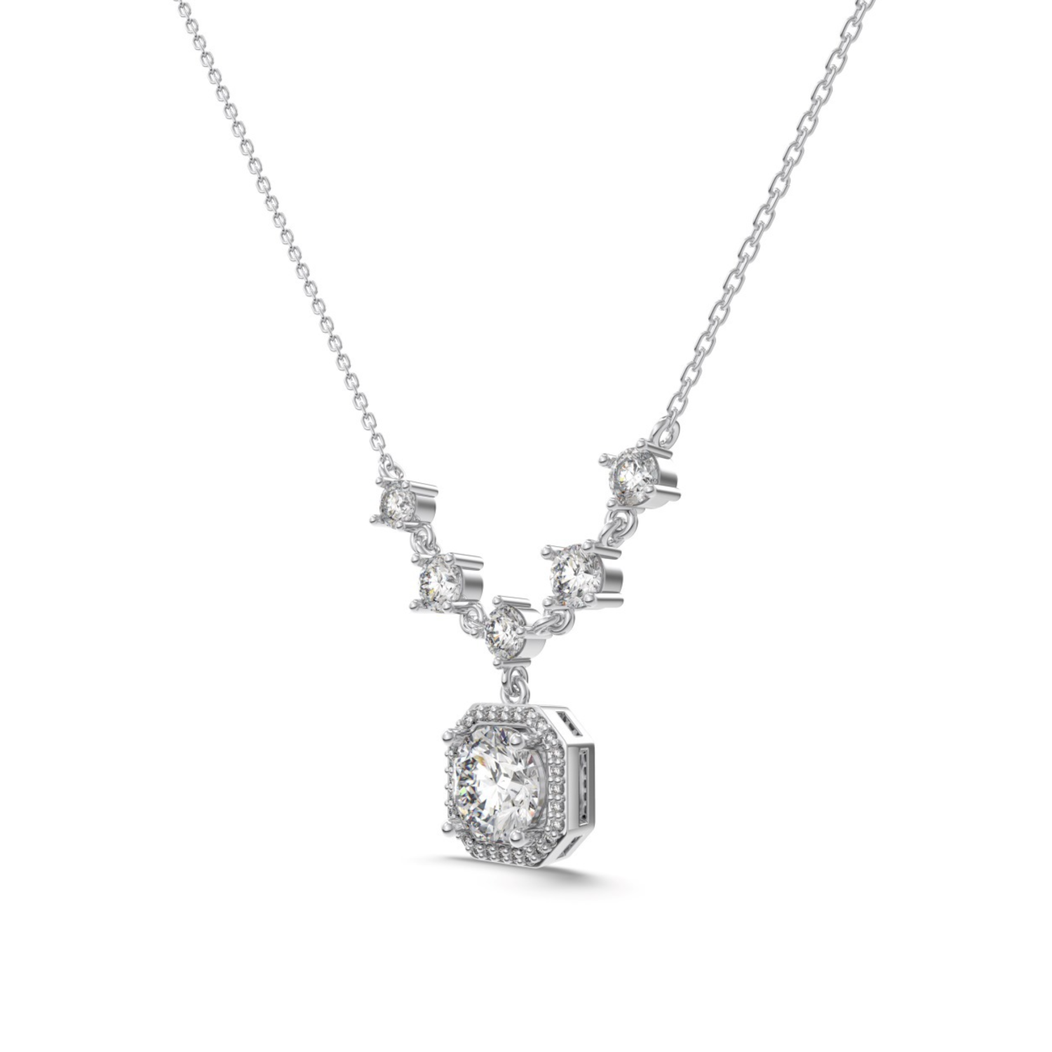 Silver White Zircon Necklace