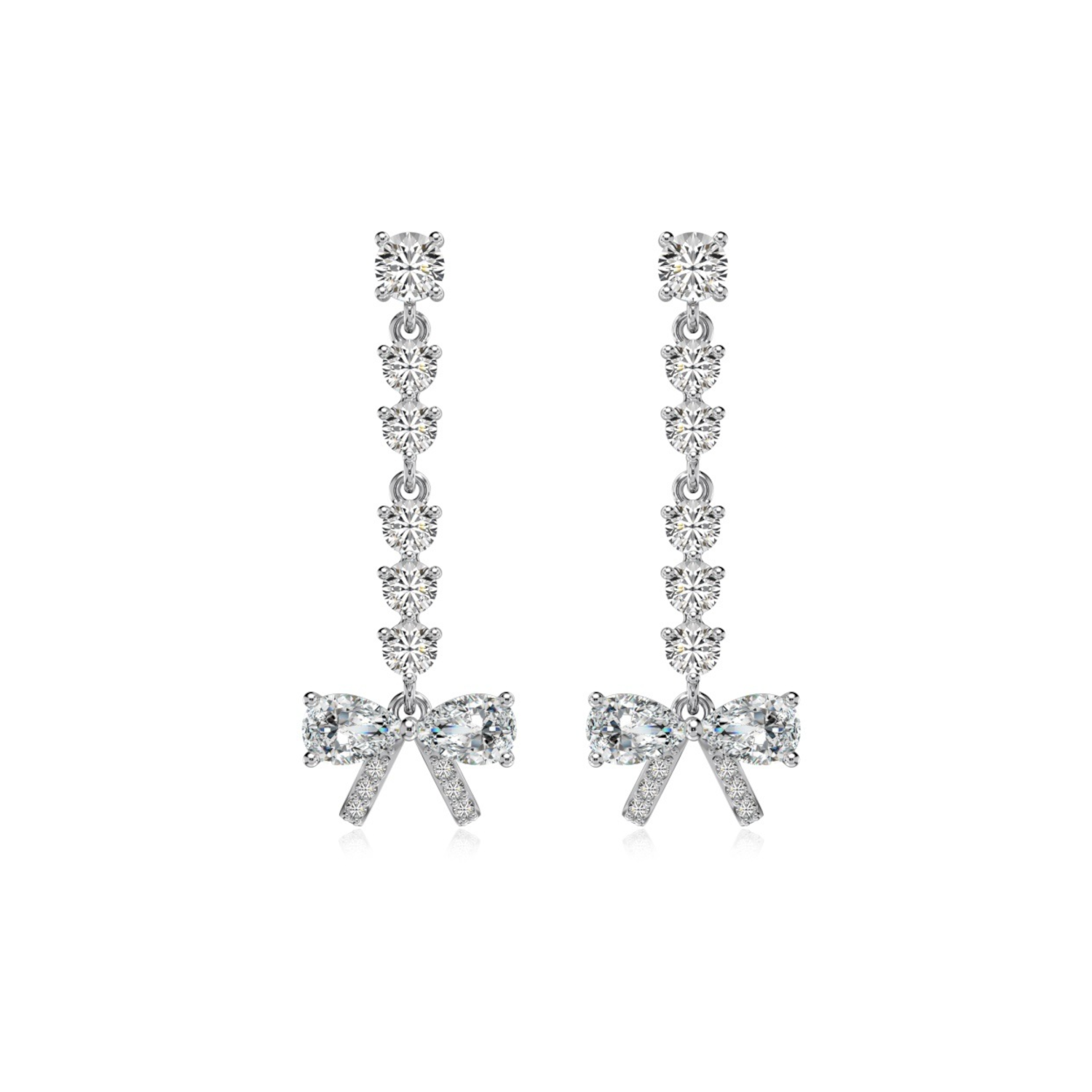 Silver Bow Zircon Earrings