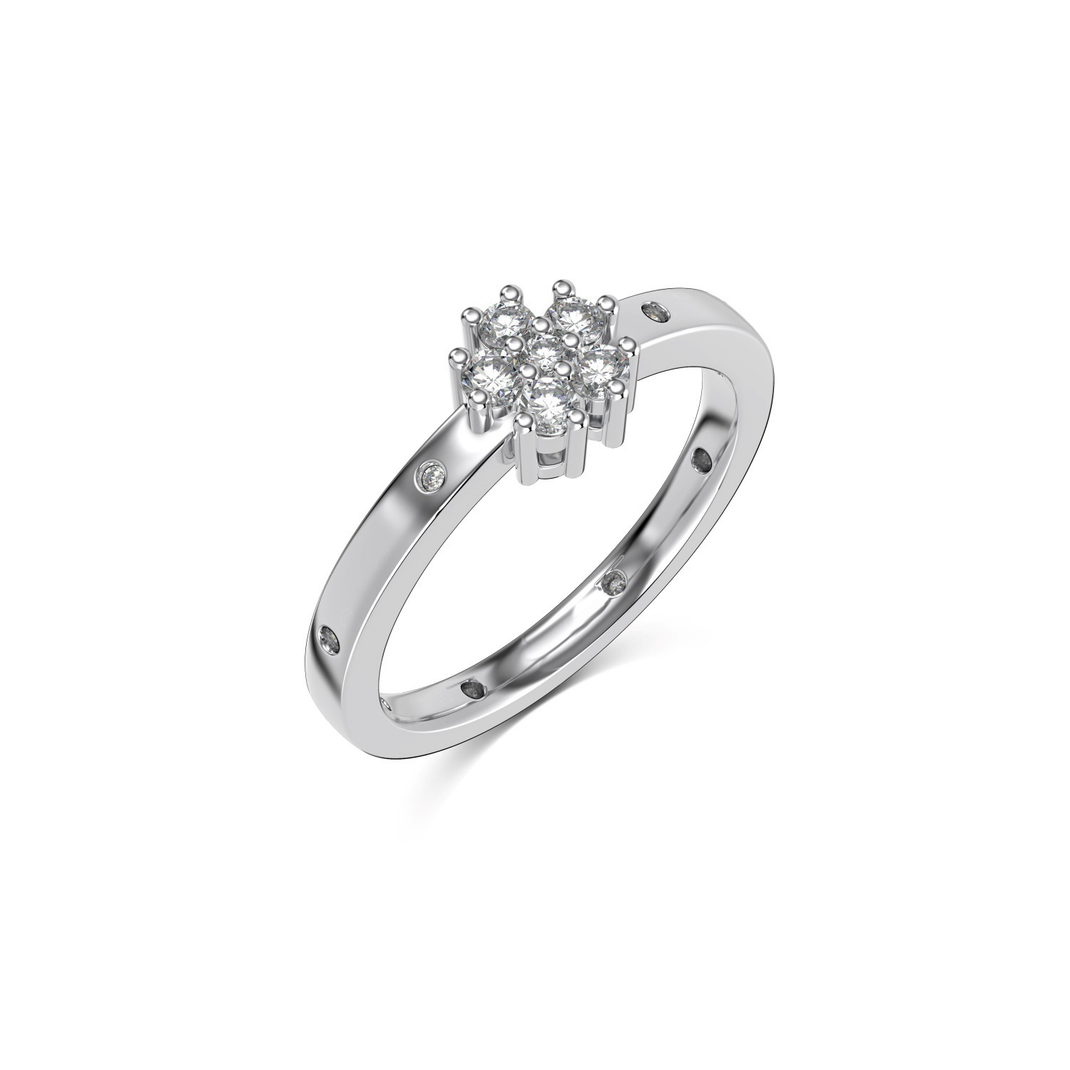 Silver Zircon Flower Ring