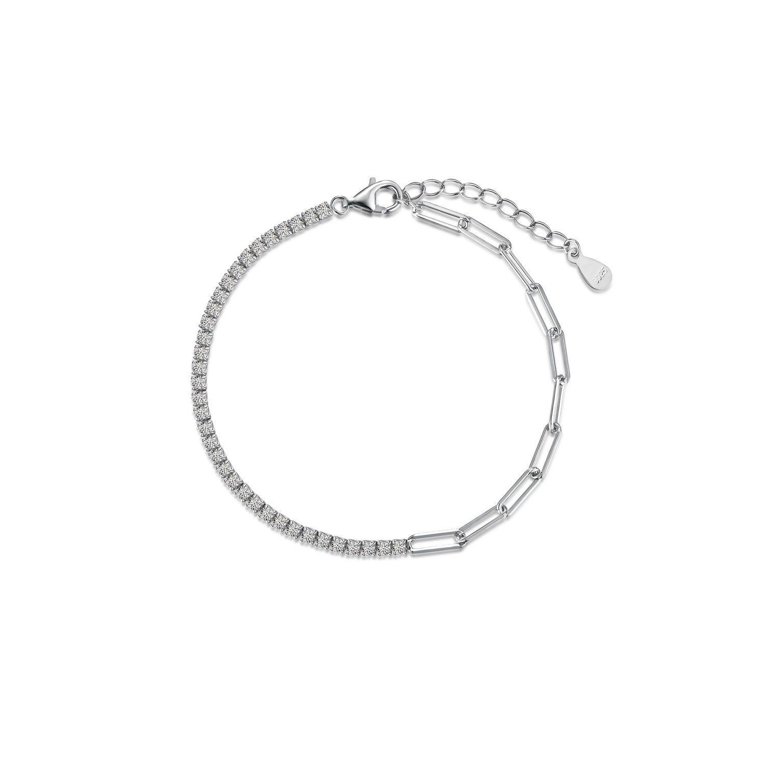 Silver Zircon Inlaid Bracelet