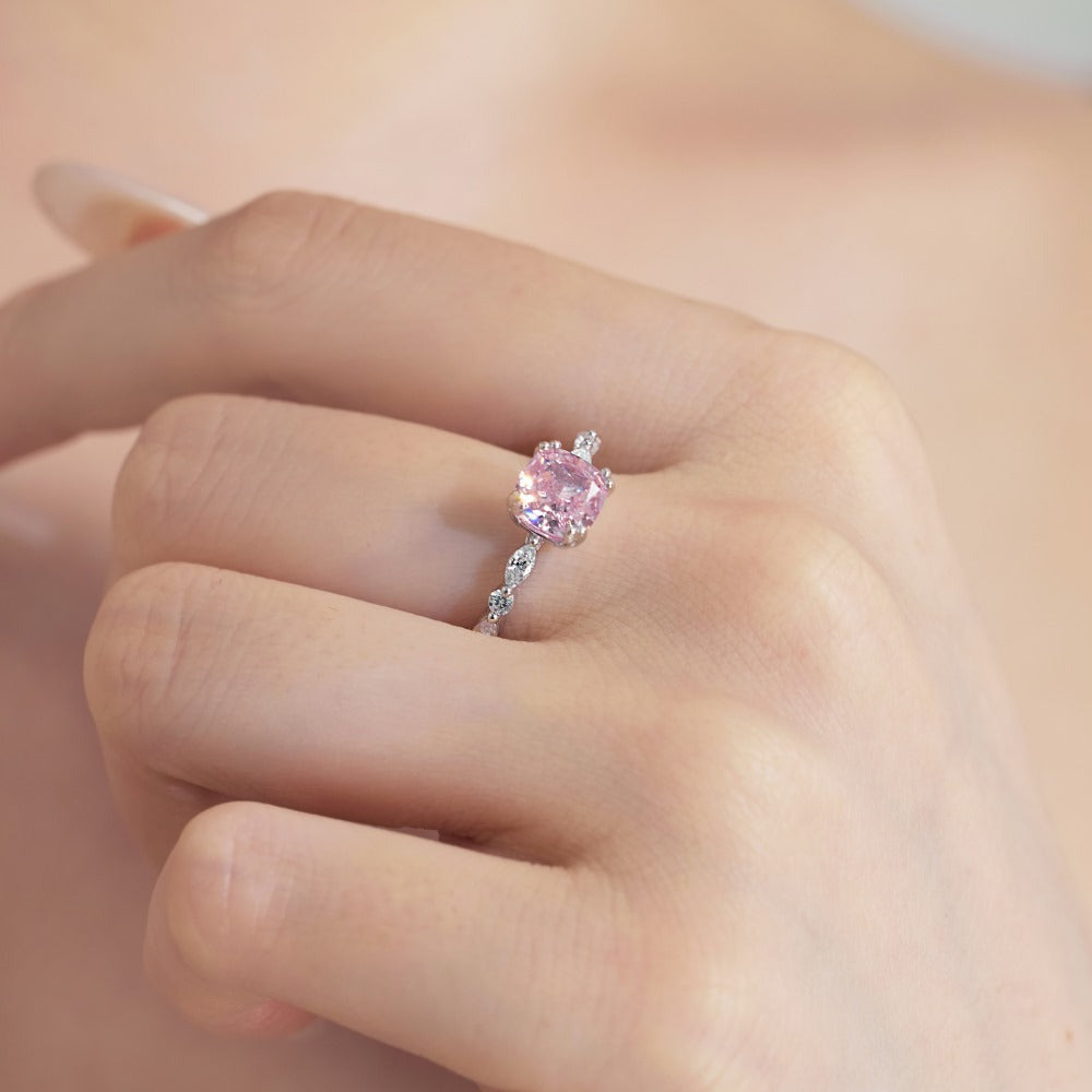 Sliver Pink Zircon Ring