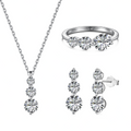 Silver Zircon Round Cut Layered Dots Jewelry Set
