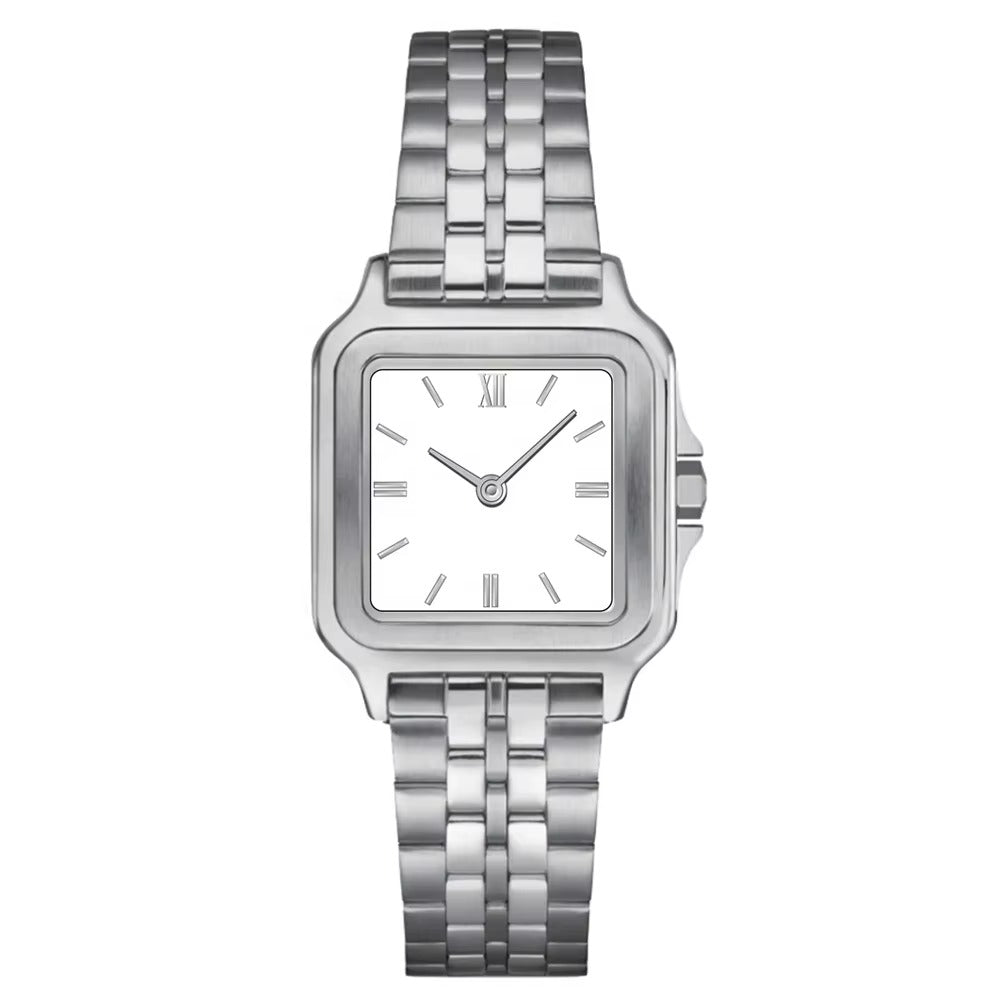 Stainless Steel Quartz Powered Art Deco Square Dress Watches