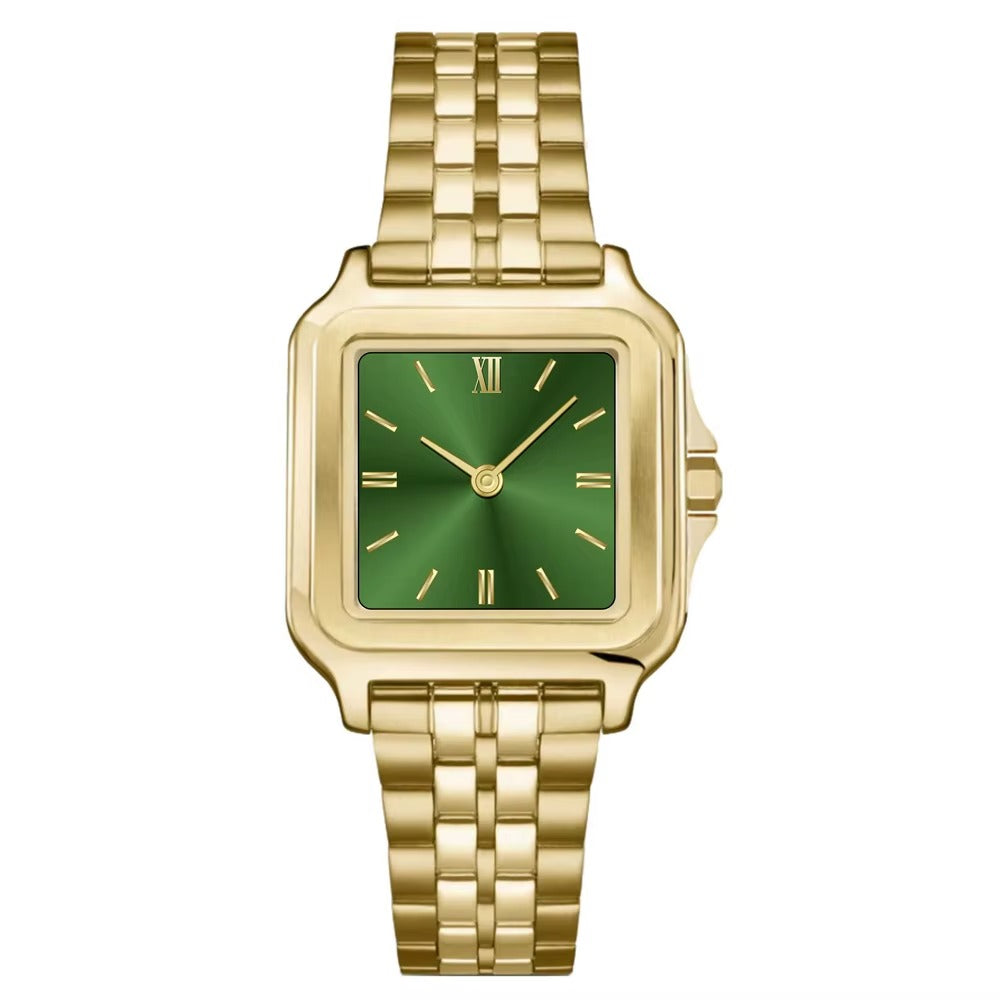 Stainless Steel Quartz Powered Art Deco Square Dress Watches